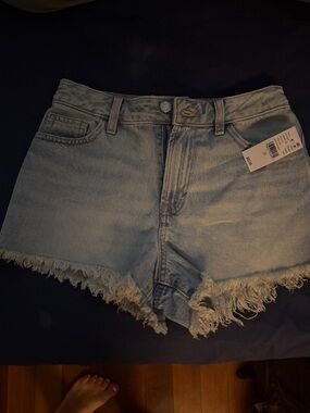 PacSun Light Wash Frayed Denim Shorts